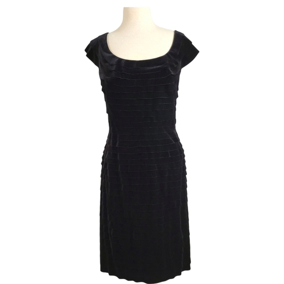 Tadashi Collection Black Velvet Tiered Layered Formal Evening Dress - Picture 1 of 8